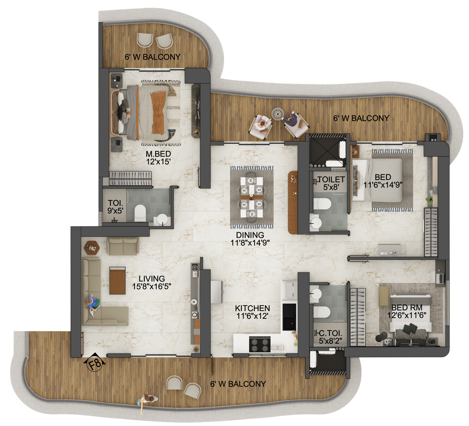 3 BHK Isometric