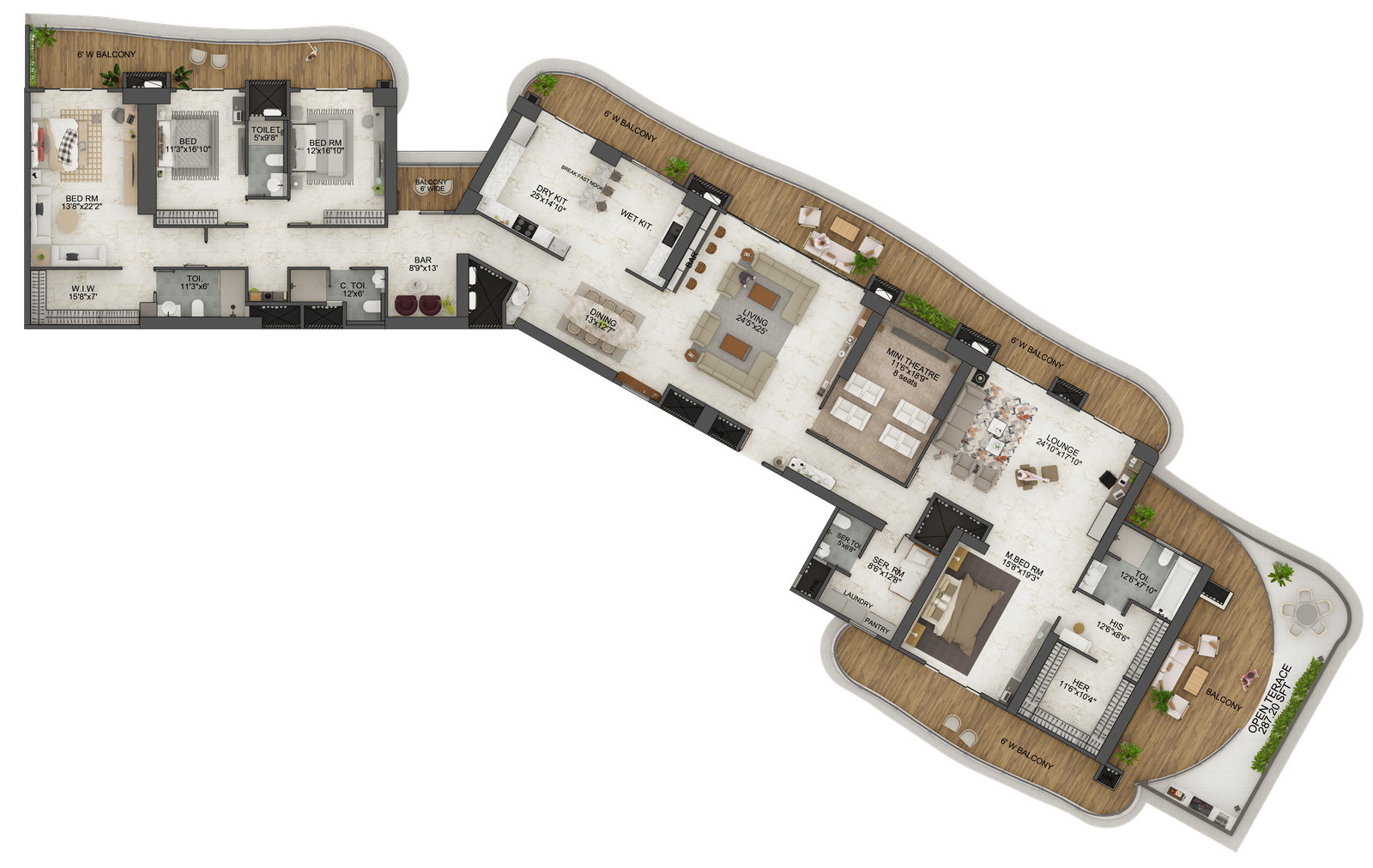 4 BHK Isometric