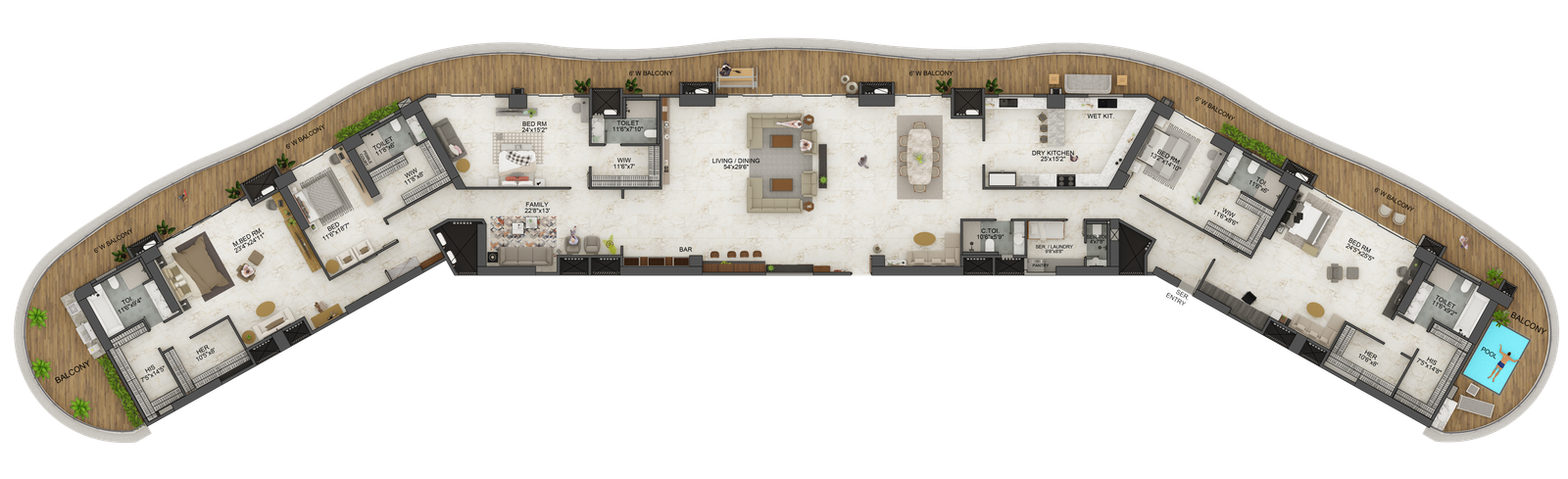 5 BHK Isometric
